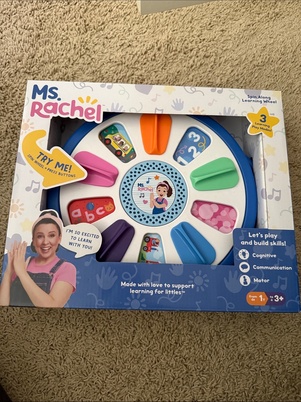 Rachel Spin-Along Learning Wheel - Blue, White, Green, Orange, Pink, Purple